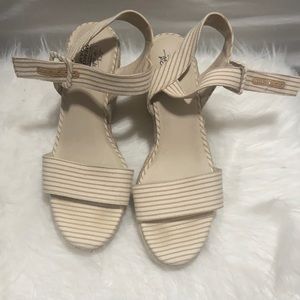 Off white with Brown Striped High Heels